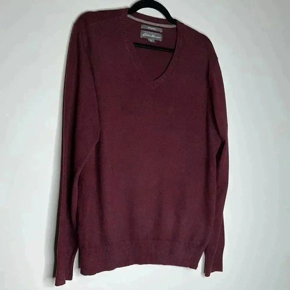 Eddie Bauer V- Neck Burgundy Sweater - Picture 2 of 8